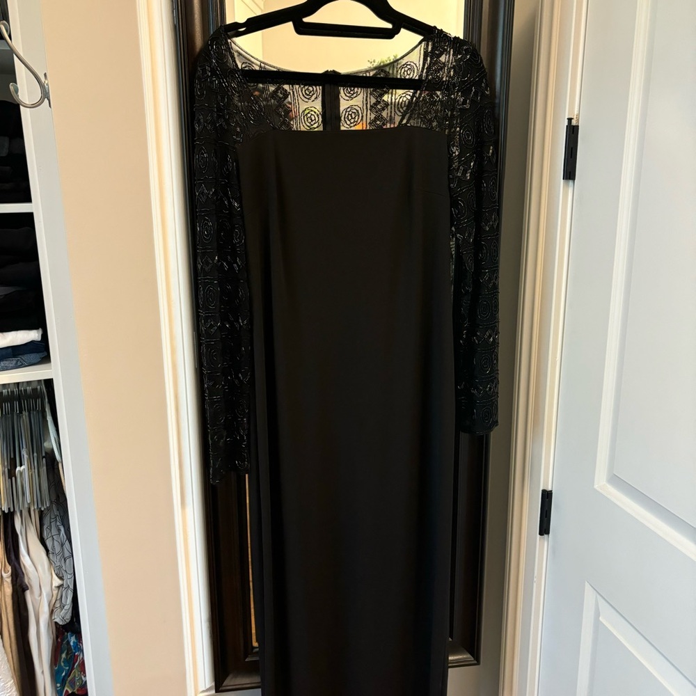 Beautiful Straight Black Dress with sheer arms